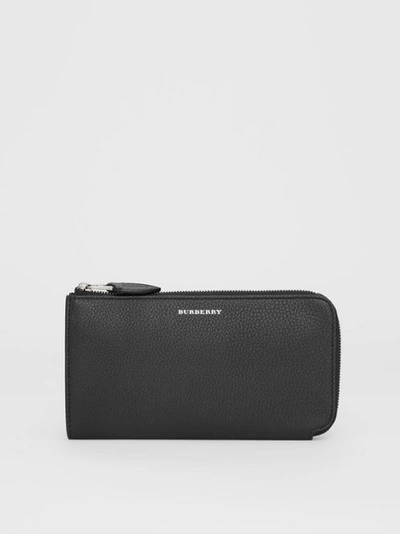 Shop Burberry Two-tone Leather Ziparound Wallet And Coin Case In Black