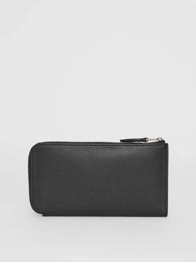 Shop Burberry Two-tone Leather Ziparound Wallet And Coin Case In Black