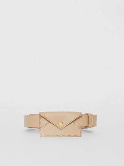 Shop Burberry Envelope Detail Leather Belt In Latte