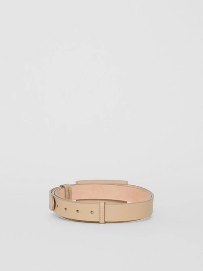 Shop Burberry Envelope Detail Leather Belt In Latte