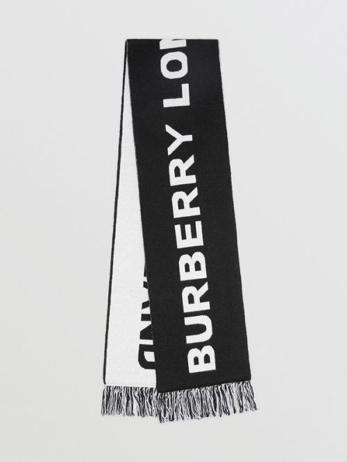 burberry logo wool jacquard scarf