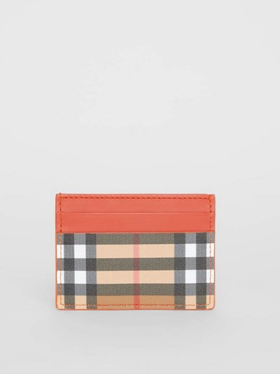 Shop Burberry Vintage Check And Leather Card Case In Clementine