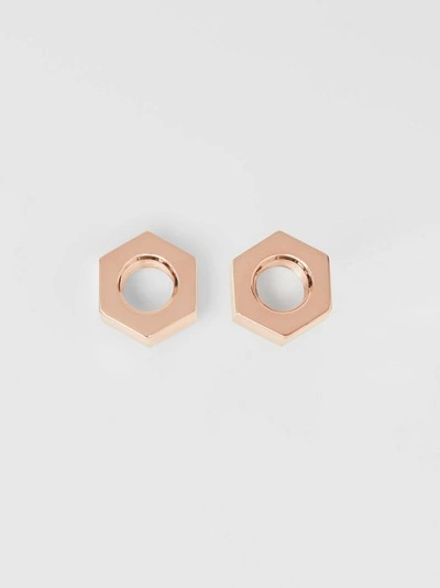 Shop Burberry Rose Gold-plated Nut Earrings