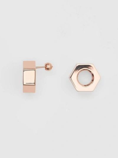 Shop Burberry Rose Gold-plated Nut Earrings