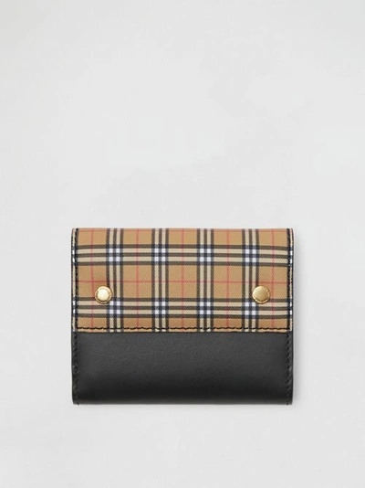 Shop Burberry Small Scale Check And Leather Folding Wallet In Antique Yellow