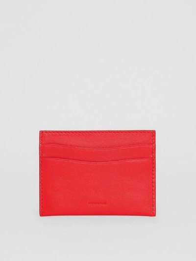 Shop Burberry Quote Print Leather Card Case In Bright Military Red