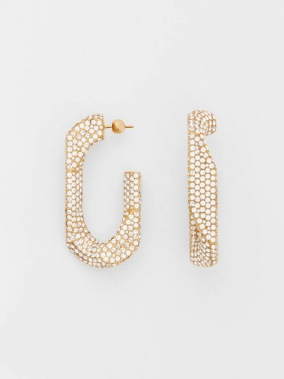 Shop Burberry Crystal Gold-plated Chain-link Hoop Earrings In Light Gold/crystal
