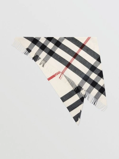 Shop Burberry The  Bandana In Check Cashmere In Natural White