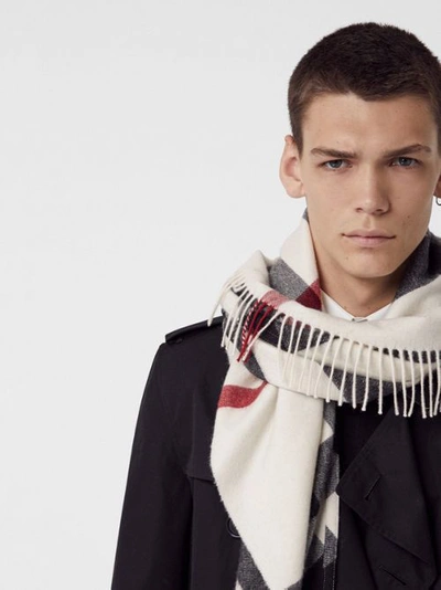 Shop Burberry The  Bandana In Check Cashmere In Natural White