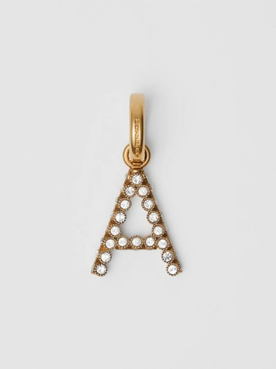 Shop Burberry Crystal ‘a' Alphabet Charm