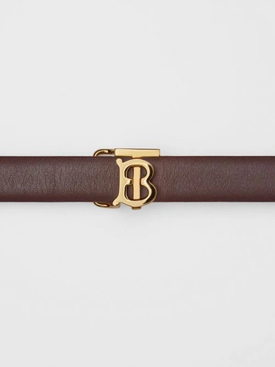 Shop Burberry Reversible Monogram Motif Leather Wrap Belt In Oxblood/rose Beige