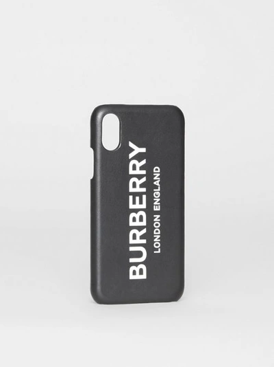 Shop Burberry Logo Print Leather Iphone X/xs Case In Black