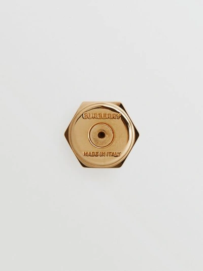Shop Burberry Crystal Charm Gold-plated Nut And Bolt Earrings In Palladium/light Gold