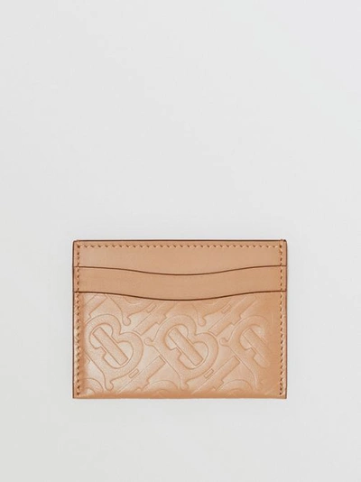 Shop Burberry Monogram Leather Card Case In Light Camel