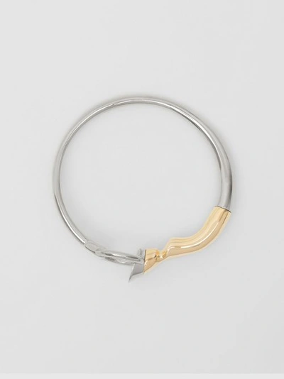 Shop Burberry Gold And Palladium-plated Hoof And Hoop Bracelet In Light Gold/palladium