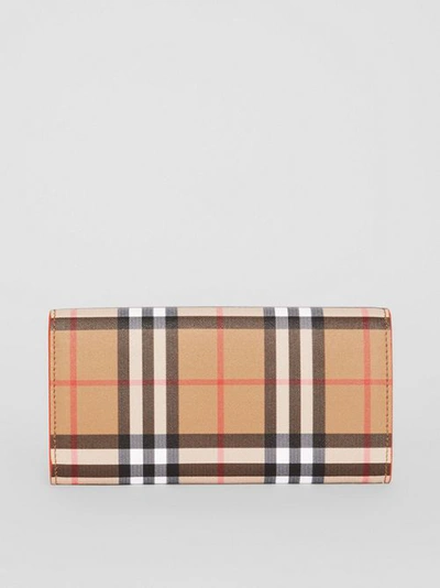 Shop Burberry Vintage Check And Leather Continental Wallet In Clementine