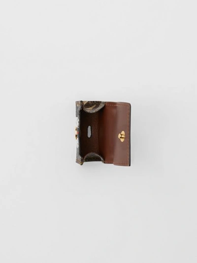 Shop Burberry Monogram Stripe E-canvas Airpods Case In Bridle Brown