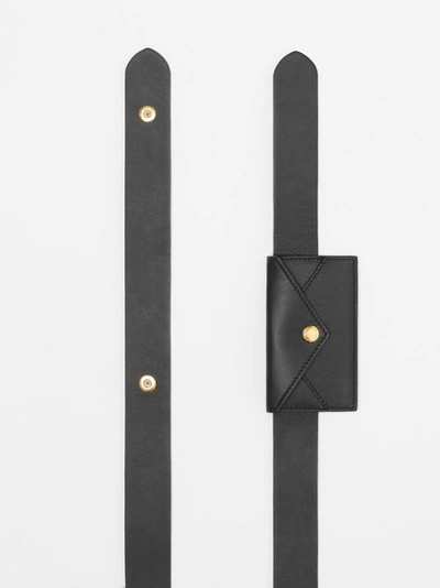 Shop Burberry Envelope Detail Leather Belt In Black