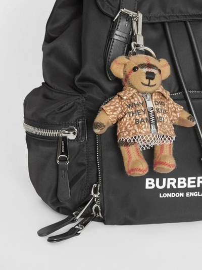 Shop Burberry Thomas Bear Charm In Deer Print Coat In Antique Yellow