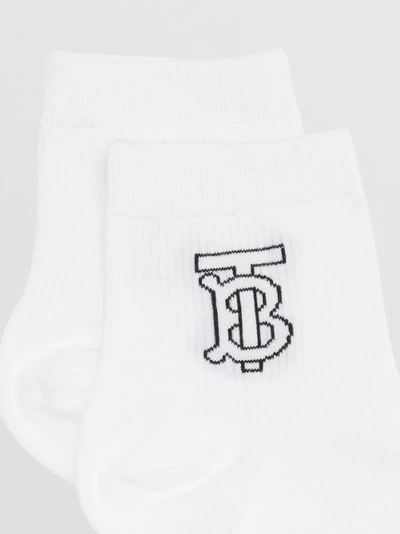 Shop Burberry Monogram Intarsia Socks In White