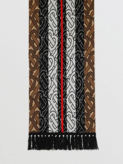 Shop Burberry Monogram Stripe Cashmere Scarf In Brown