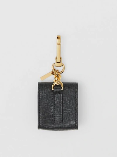 Shop Burberry Grainy Leather Airpods Case In Black