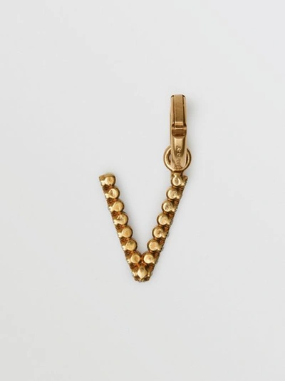 Shop Burberry Crystal ‘v' Alphabet Charm