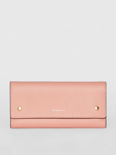 Shop Burberry Leather Continental Wallet In Ash Rose