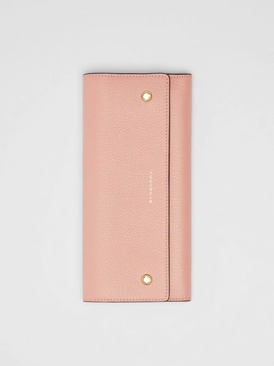 Shop Burberry Leather Continental Wallet In Ash Rose