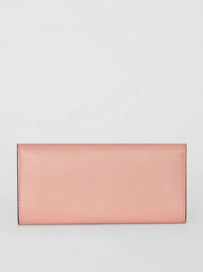 Shop Burberry Leather Continental Wallet In Ash Rose