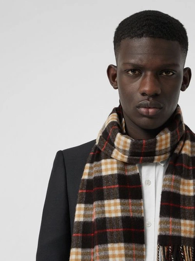 Shop Burberry Check Cashmere Scarf In Black