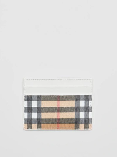 Shop Burberry Vintage Check And Leather Card Case In Chalk White