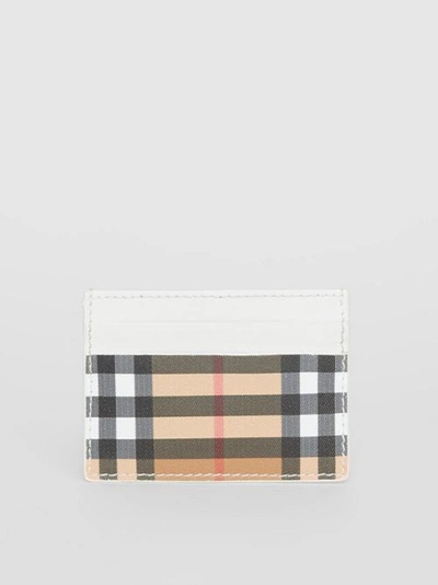 Shop Burberry Vintage Check And Leather Card Case In Chalk White