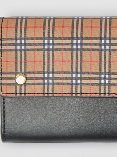 Shop Burberry Small Scale Check And Leather Continental Wallet In Antique Yellow