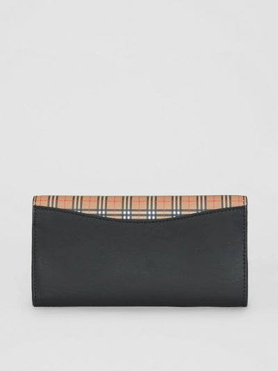 Shop Burberry Small Scale Check And Leather Continental Wallet In Antique Yellow