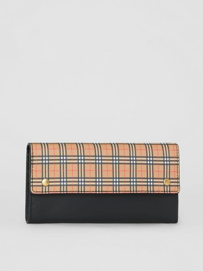 Shop Burberry Small Scale Check And Leather Continental Wallet In Antique Yellow