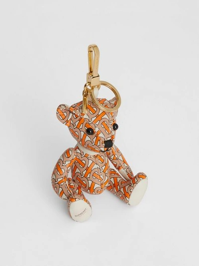 Shop Burberry Thomas Bear Charm In Monogram Print Leather In Vermilion