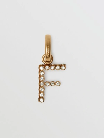 Shop Burberry Crystal ‘f' Alphabet Charm