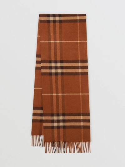 Shop Burberry The Classic Check Cashmere Scarf In Chestnut