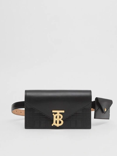 Shop Burberry Belted Quilted Lambsk In Black