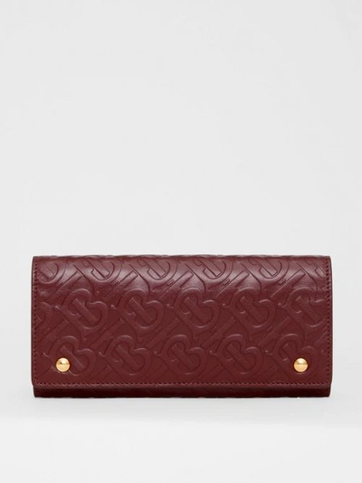 Shop Burberry Monogram Leather Continental Wallet In Oxblood