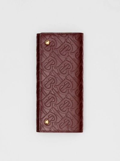 Shop Burberry Monogram Leather Continental Wallet In Oxblood