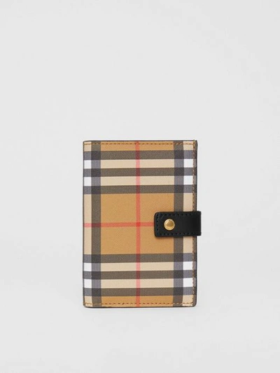 Shop Burberry Vintage Check And Leather Folding Wallet In Black