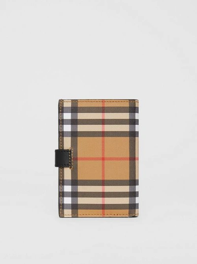 Shop Burberry Vintage Check And Leather Folding Wallet In Black