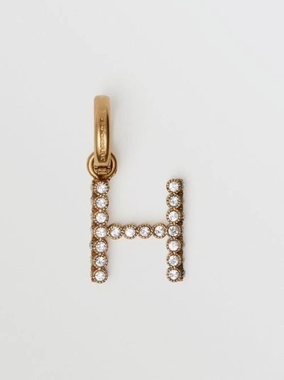 Shop Burberry Crystal ‘h' Alphabet Charm