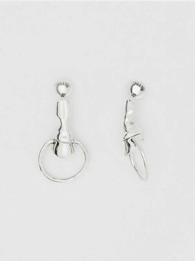 Shop Burberry Palladium-plated Hoof Hoop Earrings