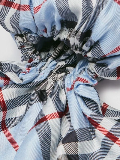 Shop Burberry Vintage Check Print Silk Hair Scarf In Pale Blue