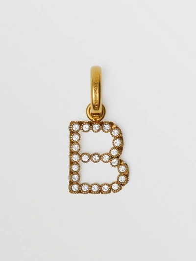 Shop Burberry Crystal ‘b' Alphabet Charm