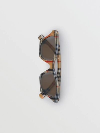 Shop Burberry Vintage Check Butterfly Frame Sunglasses In Antique Yellow