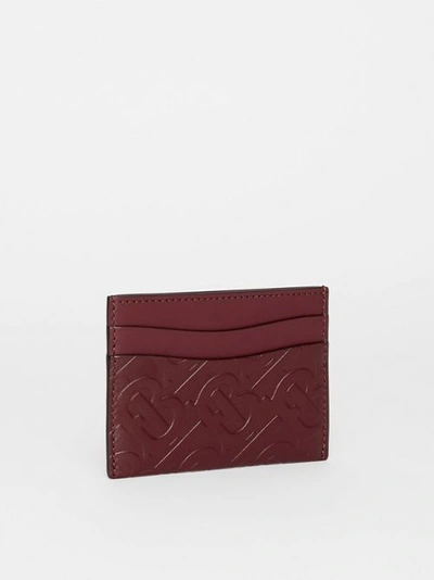 Shop Burberry Monogram Leather Card Case In Oxblood